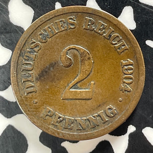 1904-F Germany 2 Pfennig Lot#T4237 Better Date