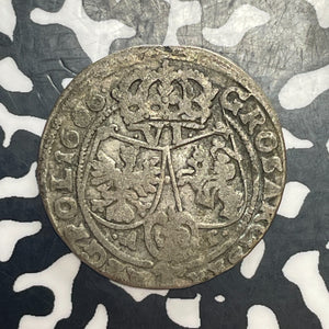 1666 Poland 6 Groszy Lot#T6415 Silver!