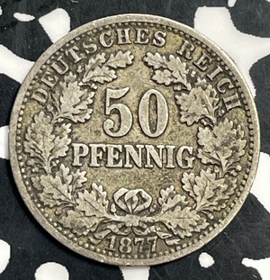 1877-B Germany 50 Pfennig Lot#T0175 Silver! KM#8