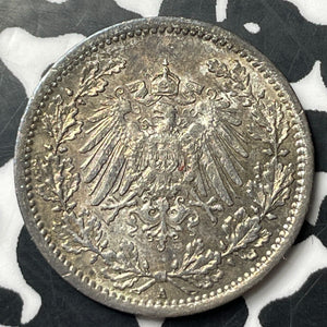 1906-A Germany 1/2 Mark Half Mark Lot#E8918 Silver! Nice!