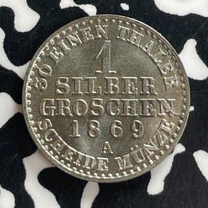1869-A Germany Prussia 1 Groschen Lot#T7621 Silver! High Grade! Beautiful!