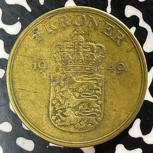 1949 Denmark 2 Kroner Lot#T4160 Key Date!