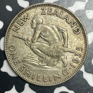 1935 New Zealand 1 Shilling Lot#T0686 Silver! Nice!