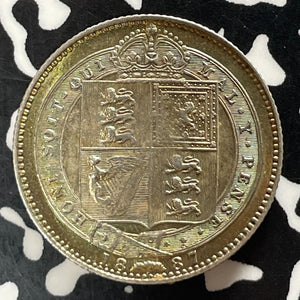 1887 Great Britain Victoria 1 Shilling Lot#JM9399 Silver! High Grade! Beautiful!