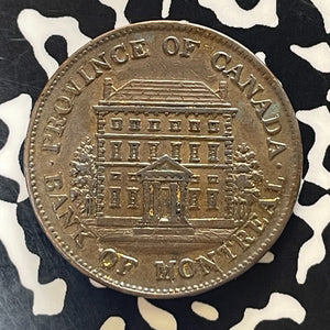 1844 Canada Bank of Montreal 1/2 Penny Token Lot#T5799 Nice!