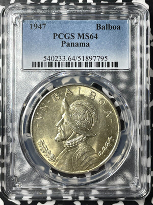 1947 Panama 1 Balboas PCGS MS64 (Many Available) (1 Coin Only) Silver!