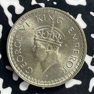 1945-L India 1/2 Rupee Lot#T7179 Silver! High Grade! Beautiful!