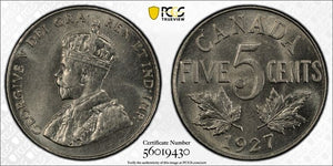 1927 Canada 5 Cents PCGS MS63 Lot#G044 Choice UNC!