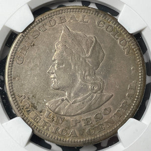 1904-CAM El Salvador Columbus 1 Peso NGC XF45 Lot#G8882 Large Silver!