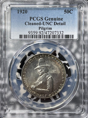 1920 U.S. Pilgrim Tercentenary Half Dollar PCGS Cleaned-UNC Detail Lot#G6982