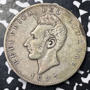 1897-Lima Ecuador 1 Sucre Lot#JM8691 Large Silver!