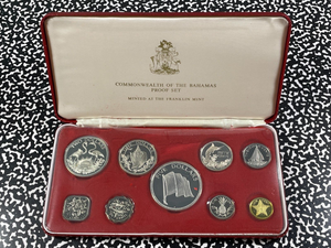 1974 Bahamas 9x Coin Proof Set Lot#B2177 Including Silver! With Case & C.O.A.