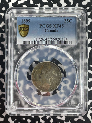 1899 Canada 25 Cents PCGS XF45 Lot#G674 Silver!