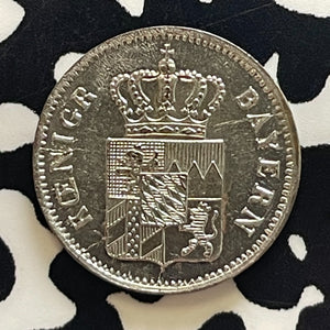 1842 Germany Bavaria 1 Kreuzer Lot#T5808 Silver! High Grade! Beautiful!