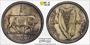 1928 Ireland 1 Shilling PCGS MS64 Lot#G787 Silver! Choice UNC!