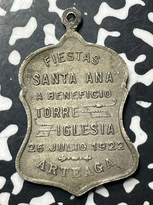 1922 Argentina Fiesta Santa Ana Medal Lot#E7005 38x25mm