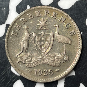 1928 Australia 3 Pence Threepence Lot#E9448 Silver!