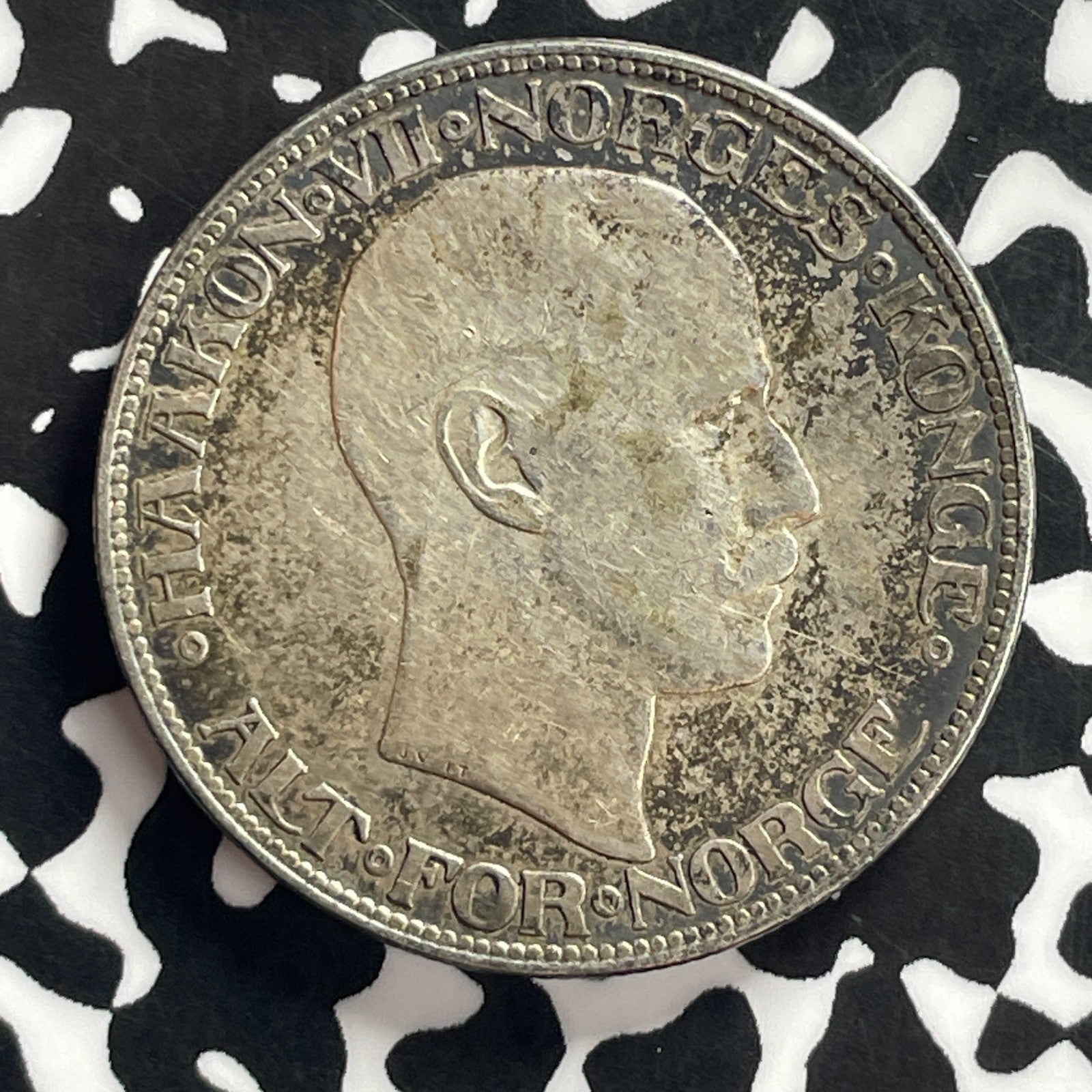 1910 Norway 2 Kroner Lot#JM0059 Silver! Nice! Better Date