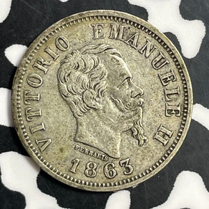 1863-M BN Italy 50 Centesimi Lot#T0610 Silver!