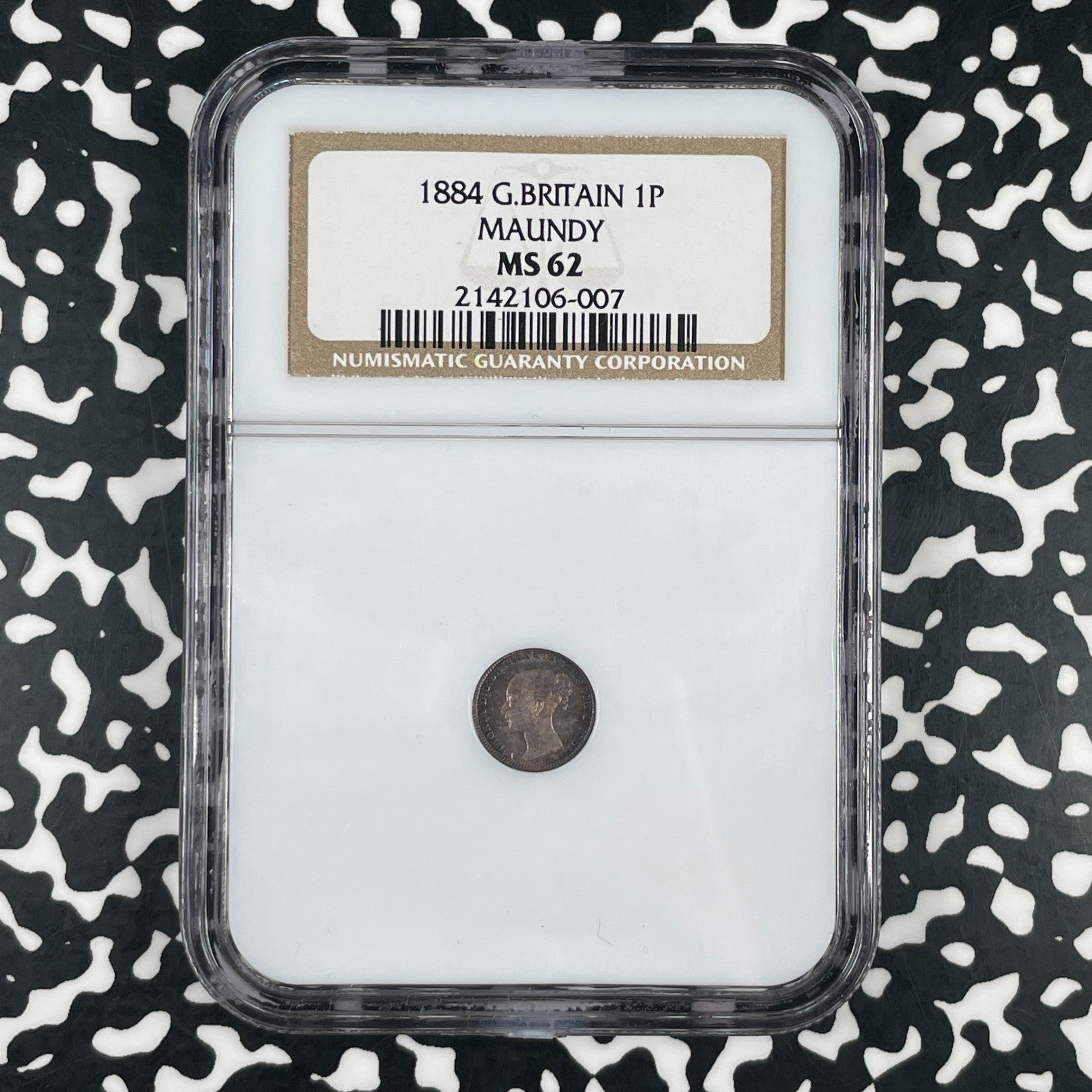1884 Great Britain Victoria Maundy 1 Penny NGC MS62 Lot#G3379 Silver!