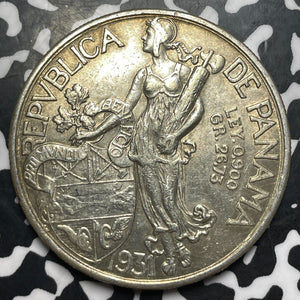 1931 Panama 1 Balboa Lot#JM8295 Large Silver! Nice!