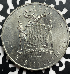 1965 Zambia 5 Shillings Lot#T9733 High Grade! Beautiful!