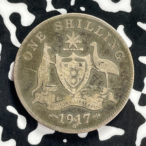 1917-M Australia 1 Shilling Lot#T9646 Silver!