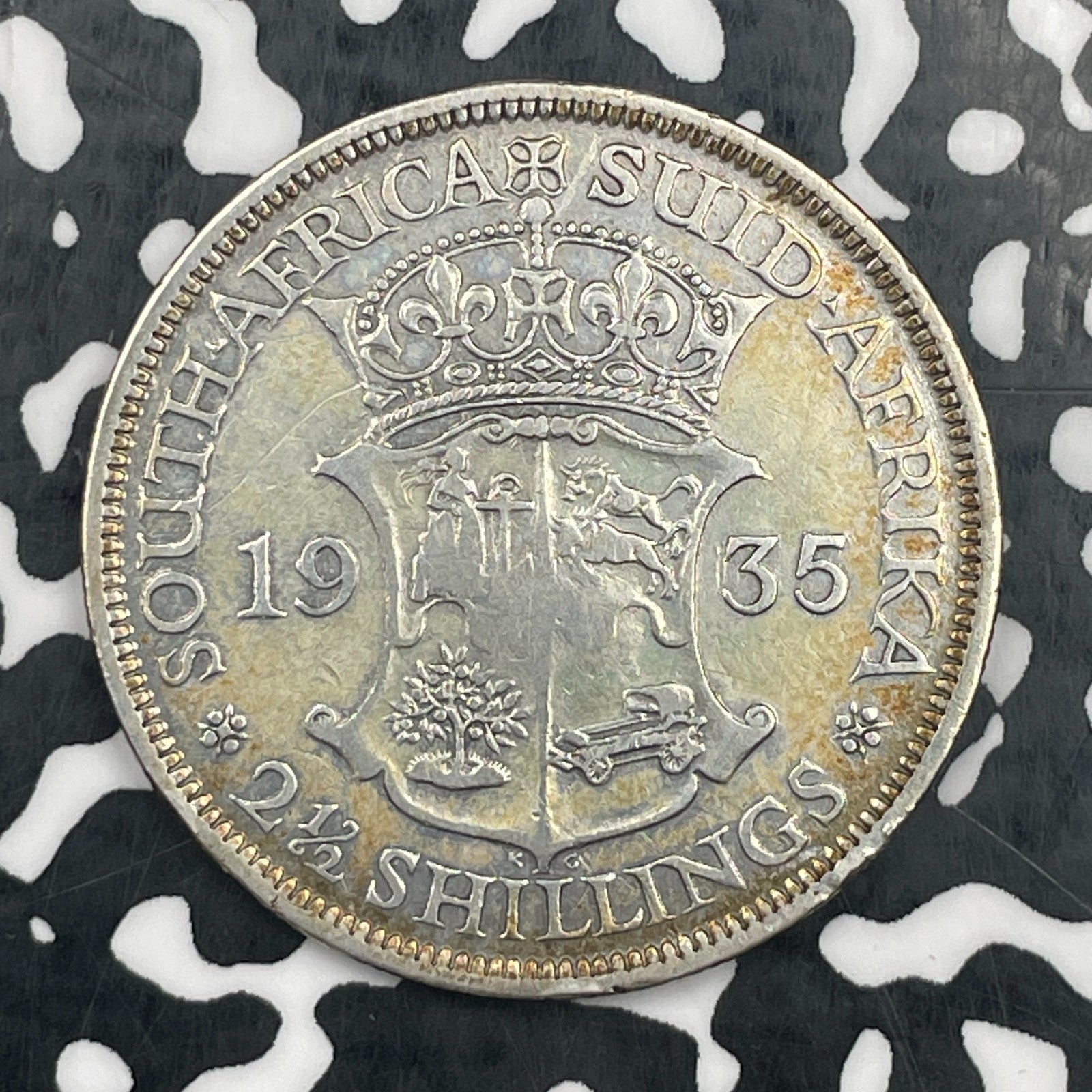 1935 South Africa 2 1/2 Shillings Lot#N3490 Silver! Old Cleaning