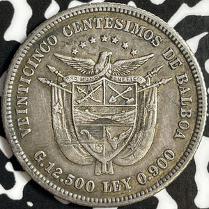 1904 Panama 25 Centesimos Lot#D6978 Silver! Nice!