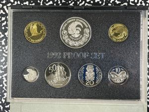 1992 New Zealand 7x Coin Proof Set Lot#B2588 Including Silver! With Case
