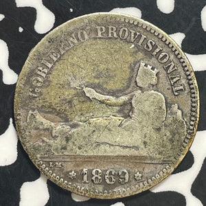 1869 Spain 1 Peseta Lot#T1853 Silver!