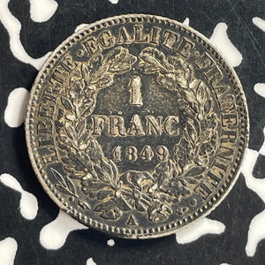 1849-A France 1 Franc Lot#JM9651 Silver! Nice!