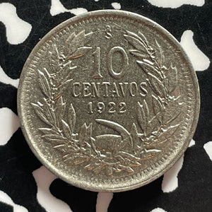 1922-So Chile 10 Centavos Lot#T4306