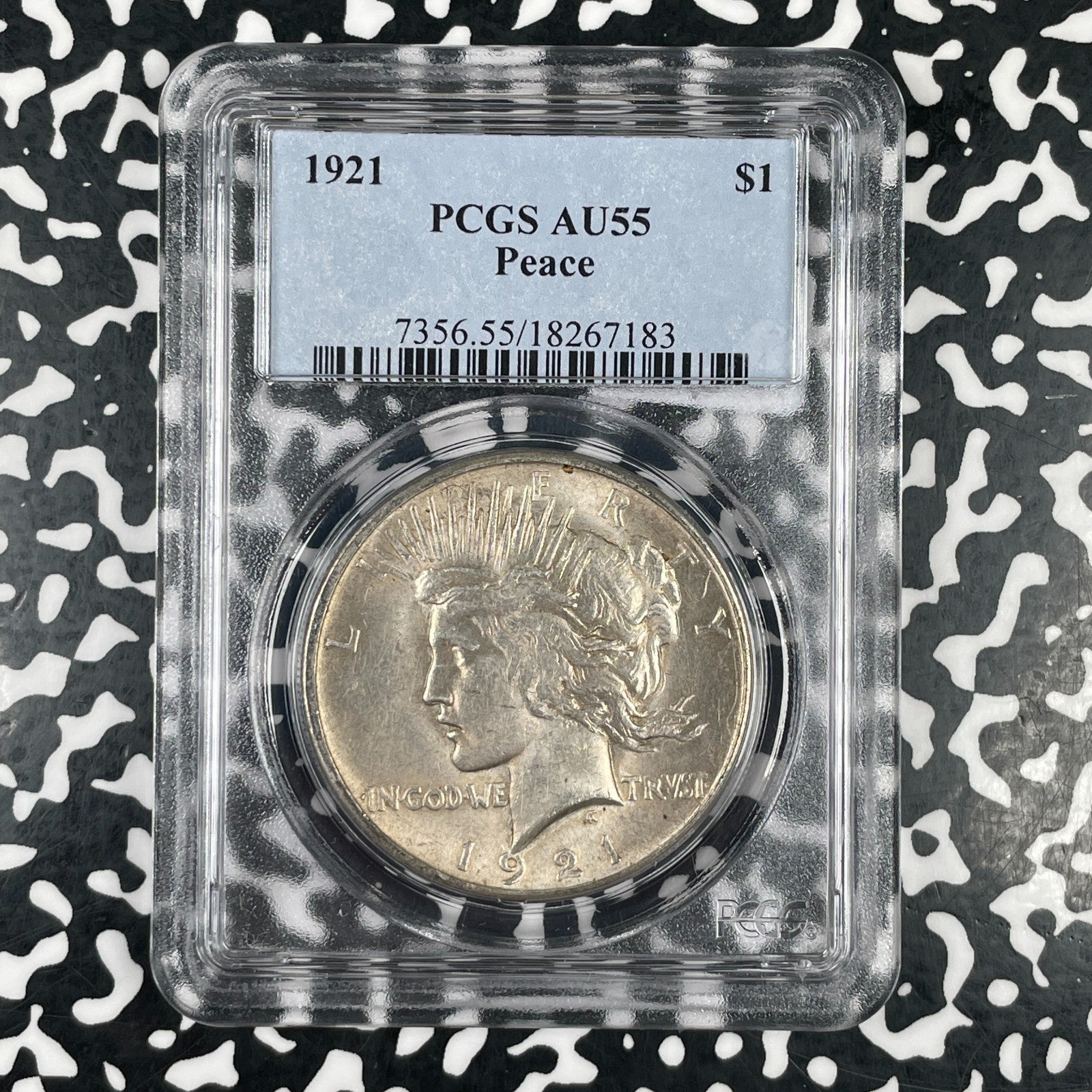 1921 U.S. $1 Peace Dollar PCGS AU55 Lot#G4017 Silver! Key Date!