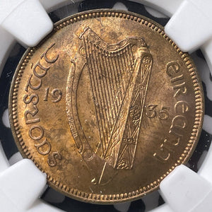 1935 Ireland 1/2 Half Penny NGC MS64RB Lot#G8998 Choice UNC!