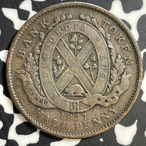 1837 Lower Canada Un Sou 1/2 Penny Half Penny Token Lot#E7871