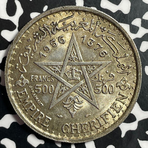 1956 Morocco 500 Francs Lot#T1519 Large Silver Coin! Nice!