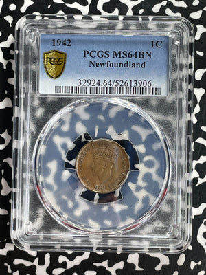 1942 Newfoundland Small Cent PCGS MS64BN Lot#G904 Choice UNC!