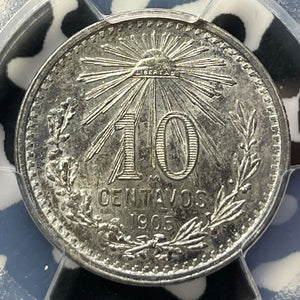 1905-M Mexico 10 Centavos PCGS MS64 Lot#G9332 Silver! Choice UNC!