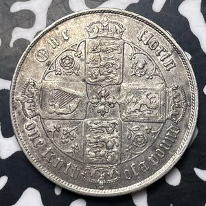 1864 G.B. Queen Victoria 1 Gothic Florin Lot#JM8201 Silver! Nice!