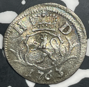 1763 Germany Hesse-Darmstadt 1 Kreuzer Lot#T9081 Silver! Bent