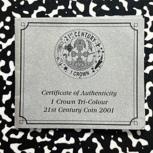 2001 Great Britain 21st Century 1 Crown Lot#B2656 Silver! Proof! With Case & COA