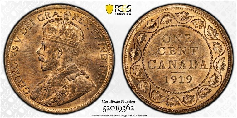 1919 Canada Large Cent PCGS MS64RB Lot#G1502 Choice UNC!