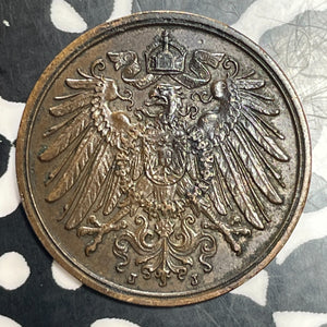 1910-J Germany 2 Pfennig Lot#T3458 Key Date!