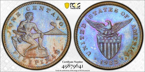 1922 U.S. Philippines 1 Centavo PCGS MS63BN Lot#G8339 Beautiful Toning!