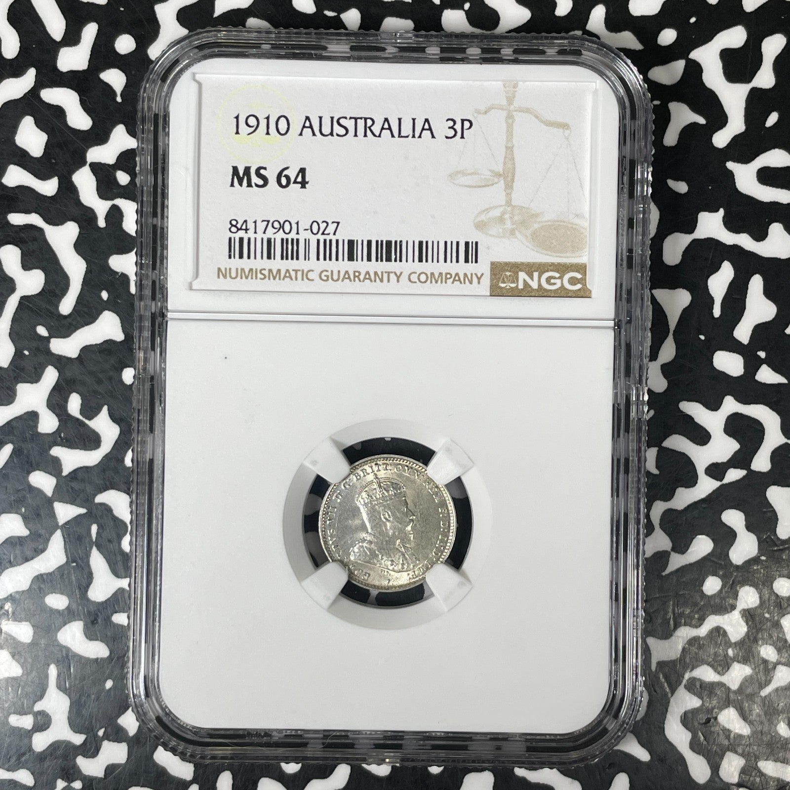1910 Australia 3 Pence Threepence NGC MS64 Lot#G1482 Silver! Choice UNC!