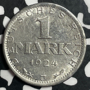 1924-J Germany 1 Mark Lot#T1415 Silver! Nice!