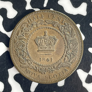 1861 Nova Scotia 1/2 Cent Half Cent Lot#T8564 Nice!