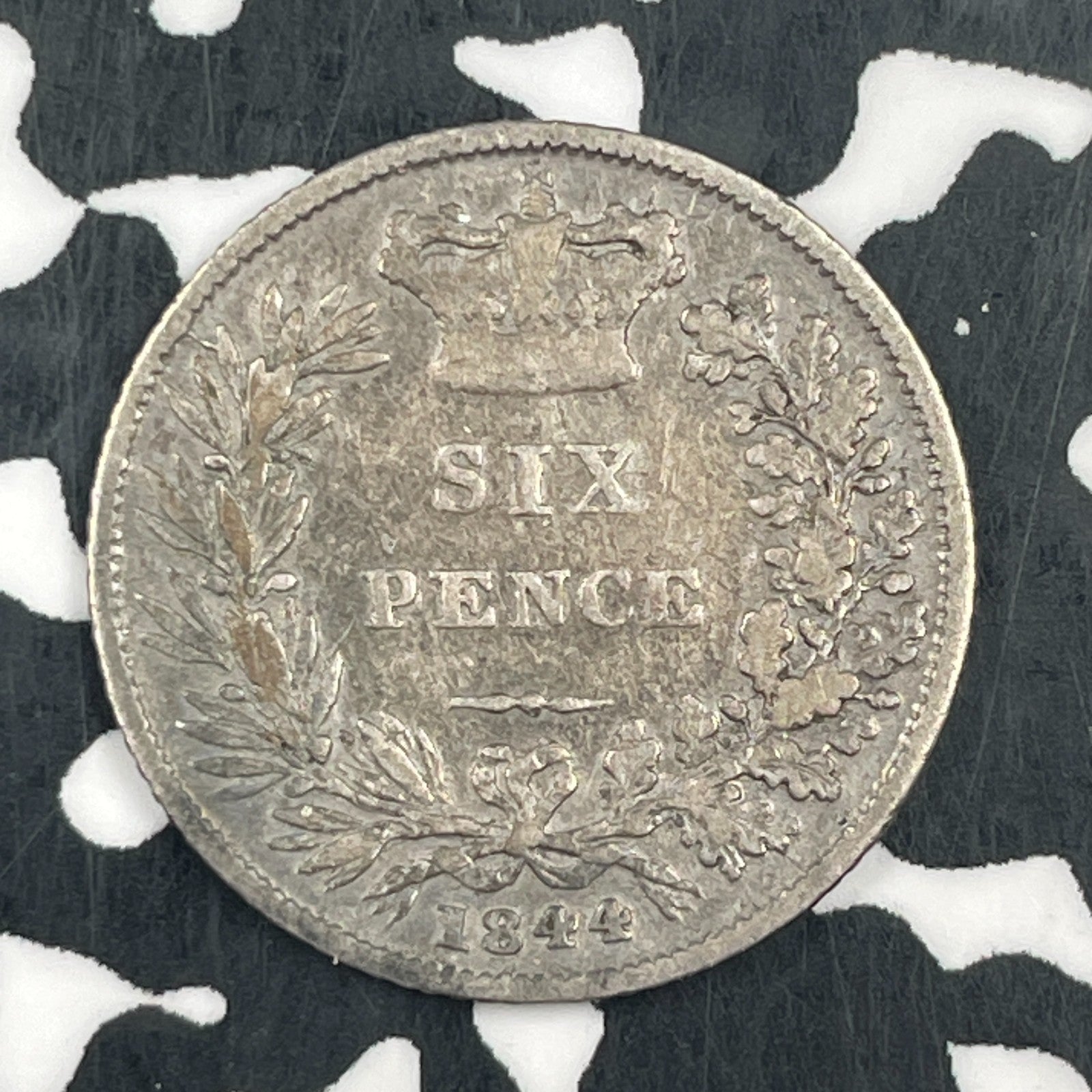 1844 Great Britain 6 Pence Sixpence Lot#F5582 Silver! Obverse Scratch