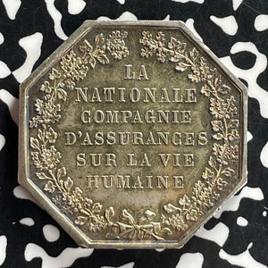 "1838" France Insurance Company Octagonal Jeton Lot#JM9799 Silver! 36mm